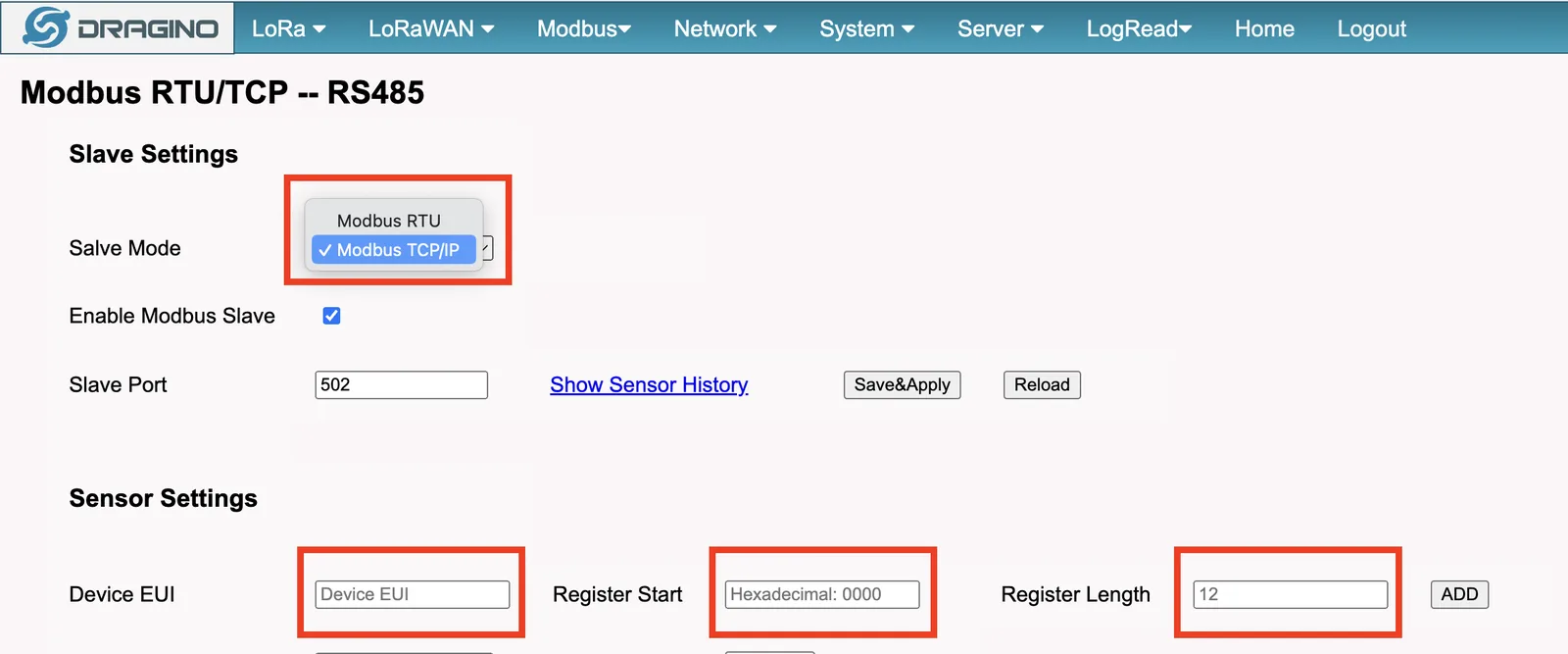 Modbus Config