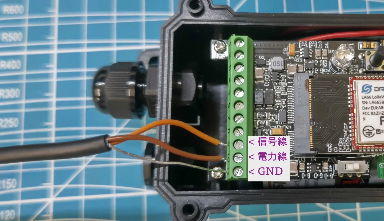 SDI-12-LBとTEROS22の接続